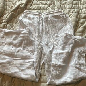 White linen pants